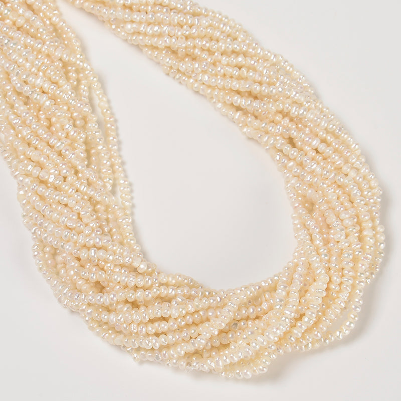 Natural White Fresh Water Pearl Nugget Shape Beads Size 2-3mm 15" Strand