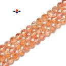 Peach AB Crystal Glass Matte Faceted Round Beads 8mm 10mm 12mm 15.5" Strand