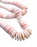 Pink Queen Conch Shell Graduated Rondelle Disc Beads Size 10mm to 20mm 15.5" Strd