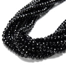 Black Onyx Faceted Rondelle Beads 4x6mm 5x8mm 6x10mm 15.5" Strand