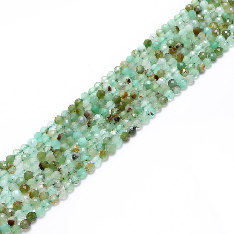 Natural Chrysoprase Faceted Round Beads Size 4mm 15.5" Strand