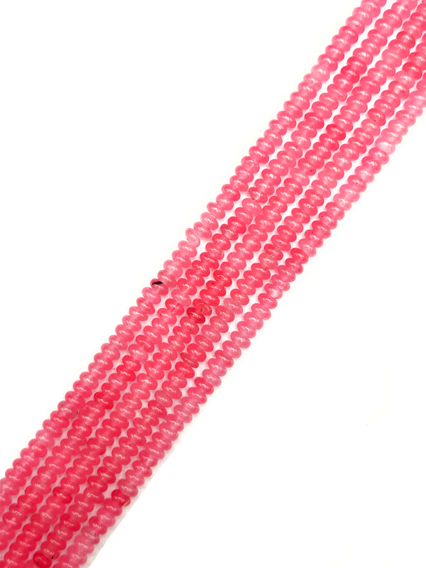 Dark Pink Color Dyed Jade Smooth Rondelle Beads Size Approx 2x4mm 15.5" Strand