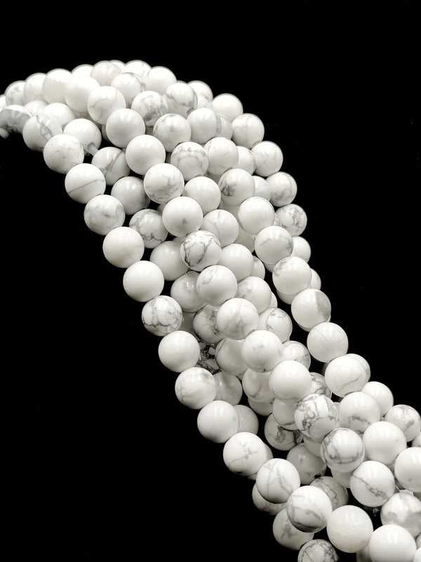 2.0mm Large Hole Howlite Smooth Round Beads 6mm 8mm 10mm 15.5" Strand