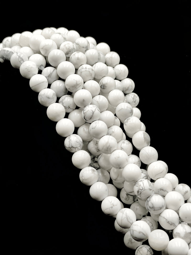 2.0mm Large Hole Howlite Smooth Round Beads 6mm 8mm 10mm 15.5" Strand