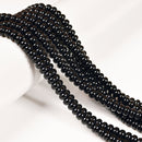 Black Onyx Smooth Rondelle Beads 4x6mm 5x8mm 6x10mm 15.5" Strand