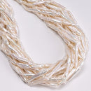 White Fresh Water Pearl Long Flat Stick Shape Beads Size 5-6x23-25mm 15.5'' Strd
