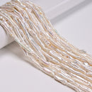 White Fresh Water Pearl Long Flat Stick Shape Beads Size 5-6x23-25mm 15.5'' Strd