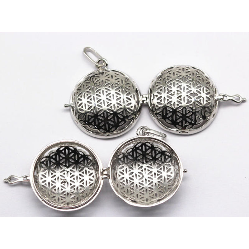 Silver Metal Oil Diffuser Pendant Flat Round Size 16x30mm Sold Per Piece