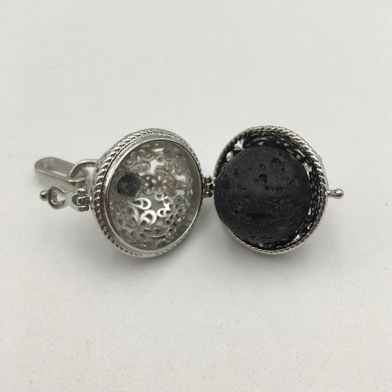 Silver Metal Oil Diffuser Pendant Flower Round Size 21mm Sold Per Piece