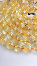 Citrine Smooth Round Beads 4mm 5mm 6mm 7mm 8mm 10mm 12mm 15.5" Strand