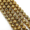 Gold Coated Lava Rock Stone Beads 6mm 8mm 10mm 15.5" Strand