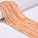 Grade A Natural Peach Fresh Water Pearl Rice Shape Beads 3.5-4x5-6mm 13.5'' Strd