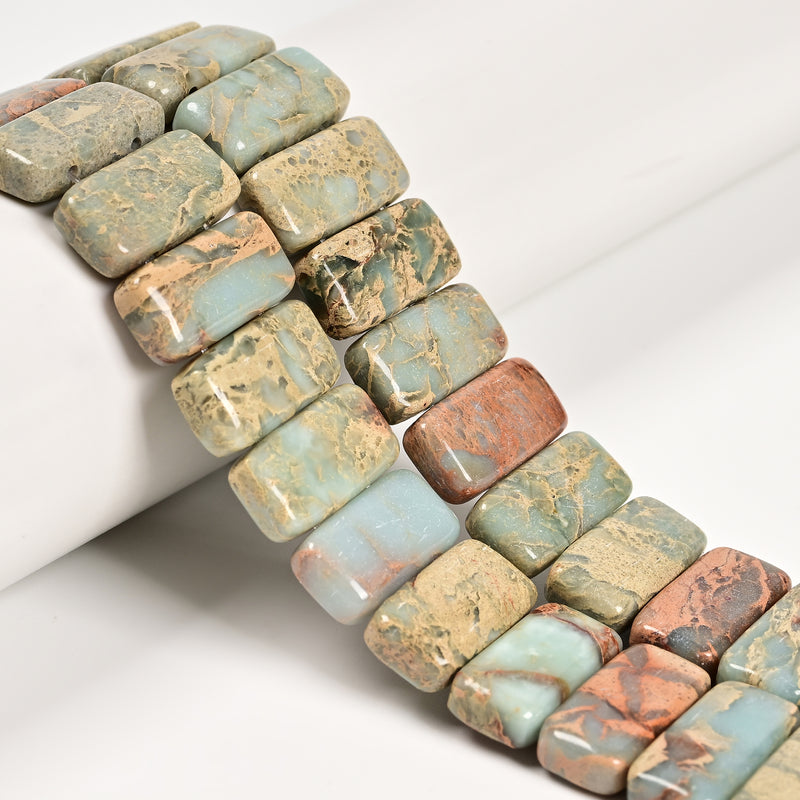 Aqua Terra Jasper Double Drill Rectangle Beads Size 10x20mm 8'' Strand