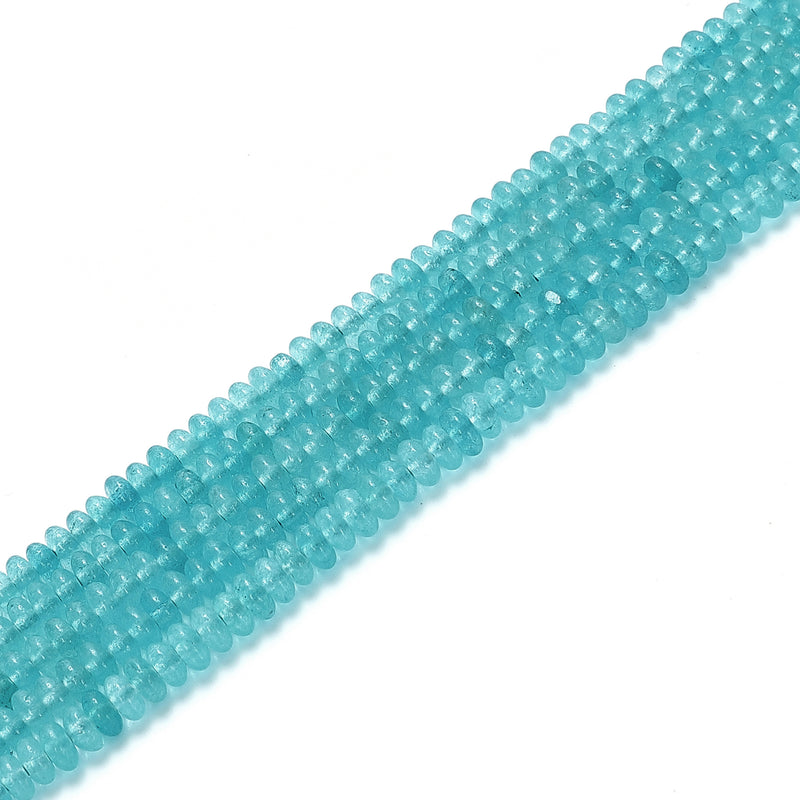 Aqua Color Dyed Jade Smooth Rondelle Beads Size 2x4.5mm 15.5'' Strand