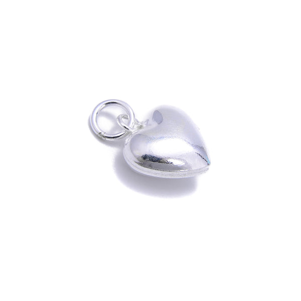 925 Sterling Silver Heart Shape Pendant charm Size 10x11mm 2Pcs per Bag