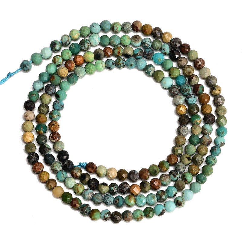 Natural Gradient Turquoise Faceted Round Beads Size 2mm 15.5'' Strand