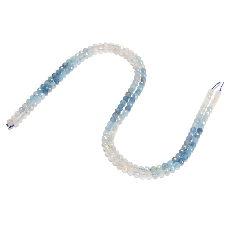 Gradient Natural Aquamarine Faceted Round Beads Size 5mm 15.5'' Strand