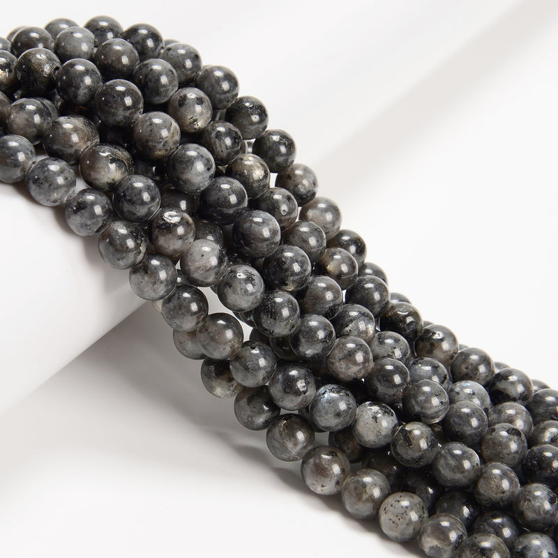 2.0mm Hole Larvikite Labradorite Smooth Round Beads 6mm 8mm 10mm 15.5" Strand