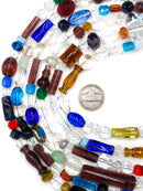 Multi-Color Irregular Shape Glass Beads Size 8x25mm 15.5" Strand