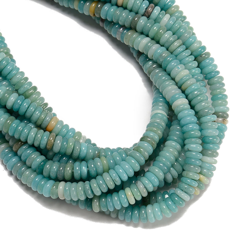 Natural Blue Amazonite Smooth Rondelle Beads Size 2x6mm 15.5'' Strand