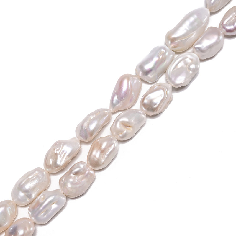 White Fresh Water Pearl Irregular Nugget Chunk Beads 13-15x18-23mm 15.5'' Strand