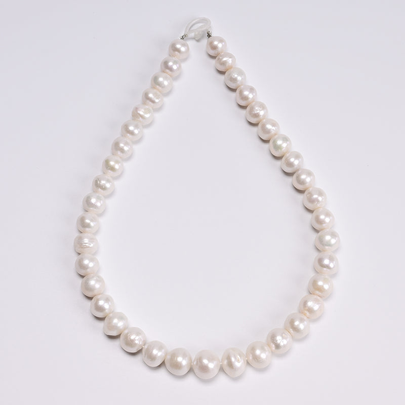 Natural Graduated White Edison Pearl Off Round Beads Size 10-13mm 15.5" Strand