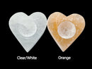 Natural Selenite Crystal Heart Shape Candle Holder Size Approx. 3.25" Inches