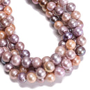 Graduated Natural Multi Color Fresh Water Pearl Off Round Beads 11-13mm 15.5"Std