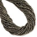 Natural Pyrite Faceted Rondelle Beads Size 2x3mm 3x4mm 15.5" Strand