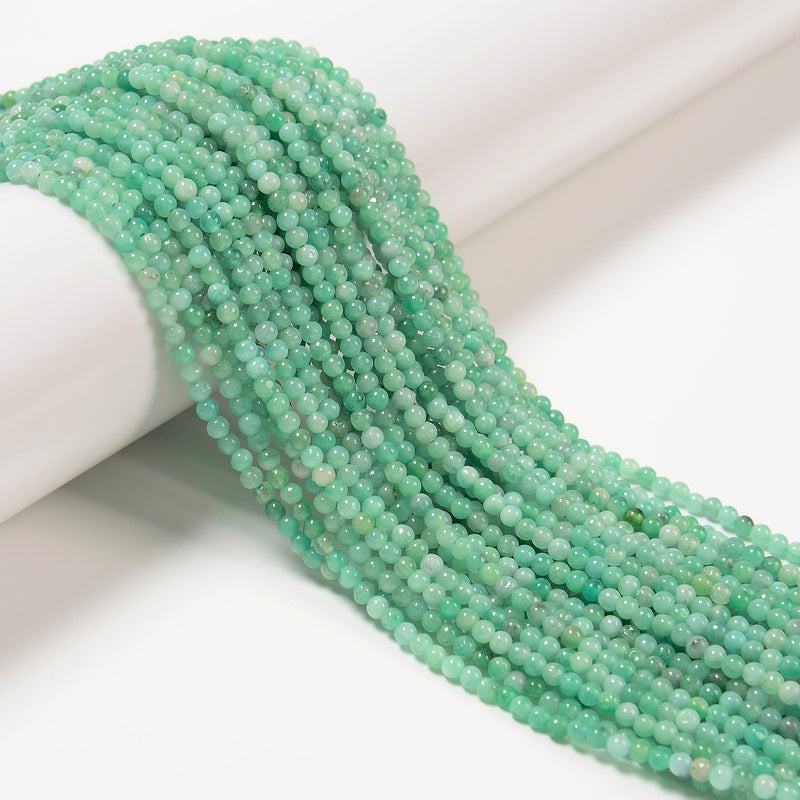 Natural Grade A Emerald Smooth Round Beads Size 3mm 15.5'' Strand