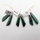 Green Malachite Pendant Earrings Leaf Shape 10x45mm Sold Per Pair