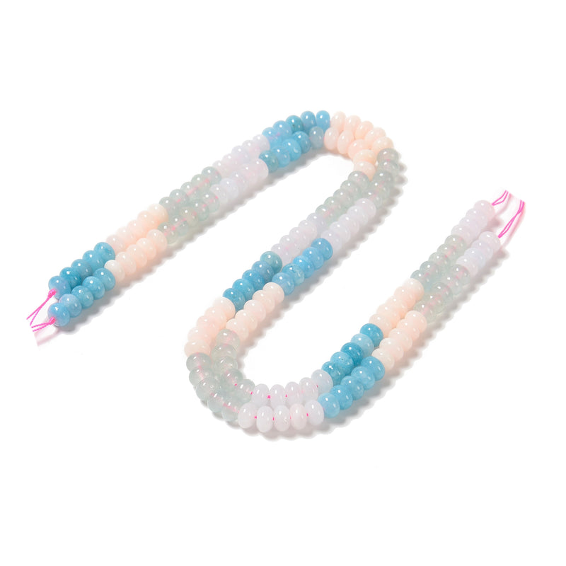 01-Multi-color Dyed Jade Smooth Rondelle Beads Size 5x8mm 15.5'' Strand