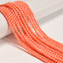 Orange Bamboo Coral Faceted Round Beads Size 3.5mm 16" Strand