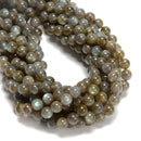 Natural Labradorite Yellow Flash Smooth Round Beads Size 6mm 8mm 15.5'' Strand