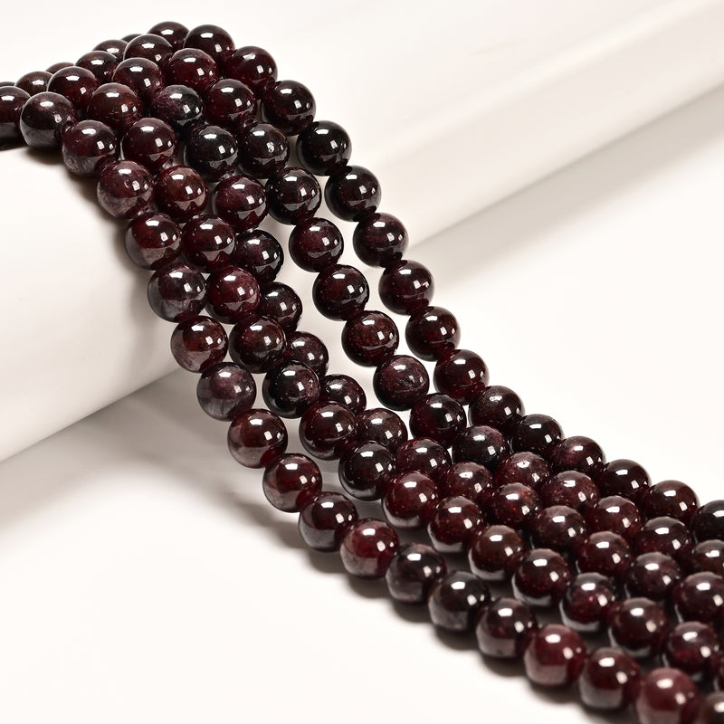 2.0mm Large Hole Garnet Smooth Round Beads 6mm 8mm 10mm 15.5" Strand