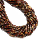 Natural Red Creek Jasper Cylinder Tube Beads Size 4x4mm 15.5" Strand