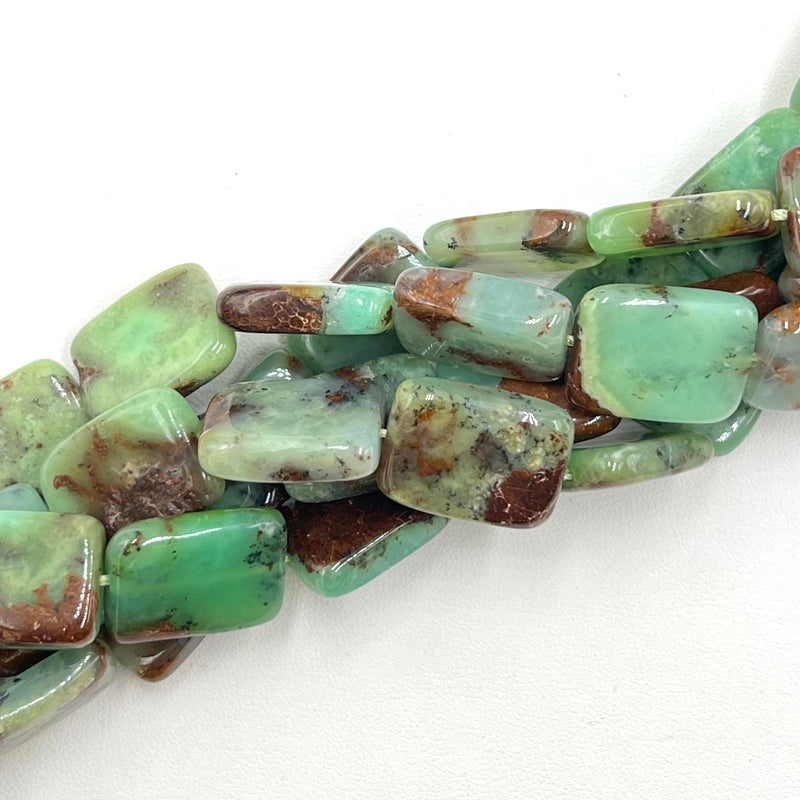 Natural Chrysoprase Smooth Rectangle Shape Beads Size 15x20mm 15.5" Strand