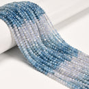 Natural Gradient Aquamarine Faceted Round Beads Size 2mm 3mm 15.5" Strand