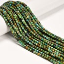 Natural Multi color Turquoise Faceted Cube Beads Size 4mm 15.5" Strand