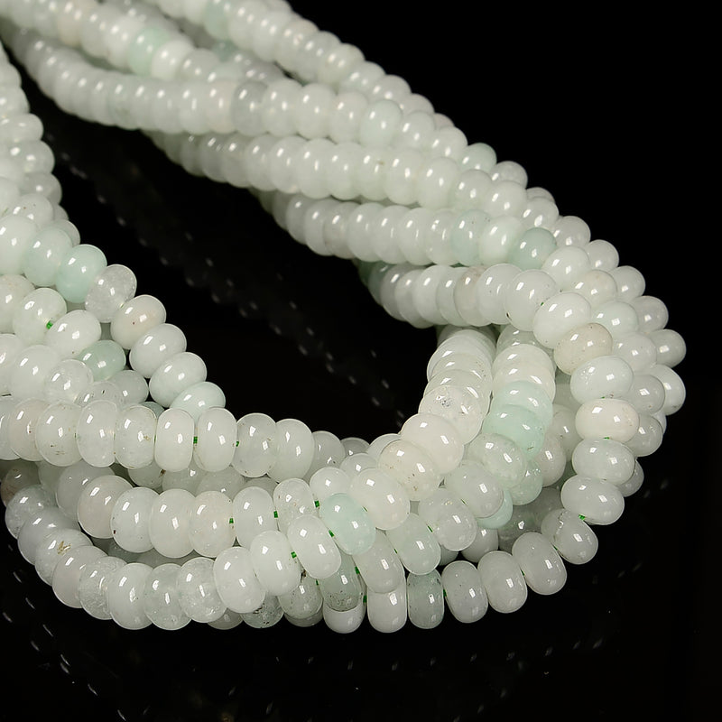 Pale Green Jade Smooth Rondelle Beads Size 5x8mm 15.5'' Strand