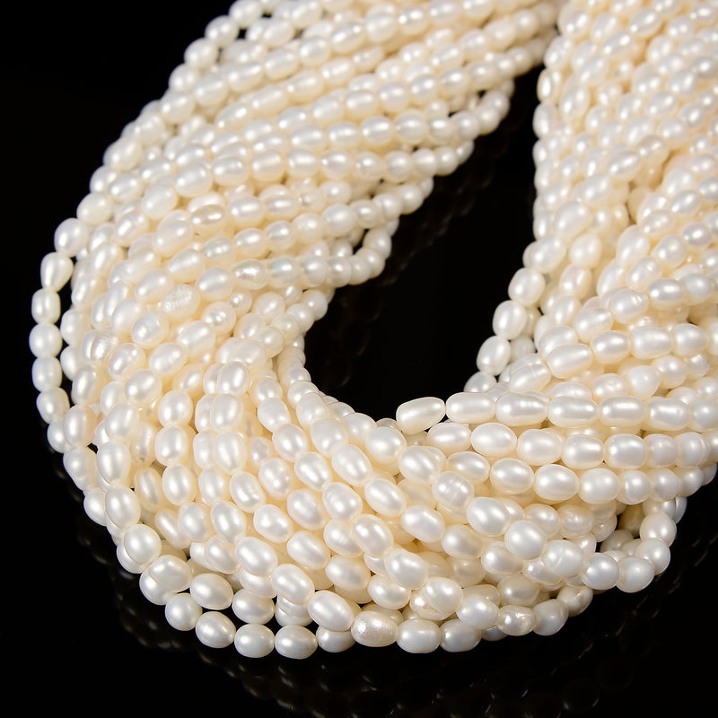 Fresh Water Pearl White Oval Rice Beads Approx 3x5mm 4x5mm 5x7mm