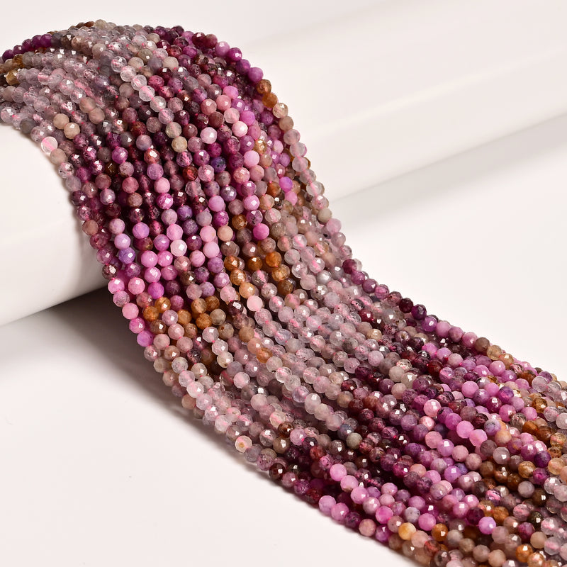 Natural Gradient Multi-color Spinel Faceted Round Beads Size 3mm 15.5'' Strand