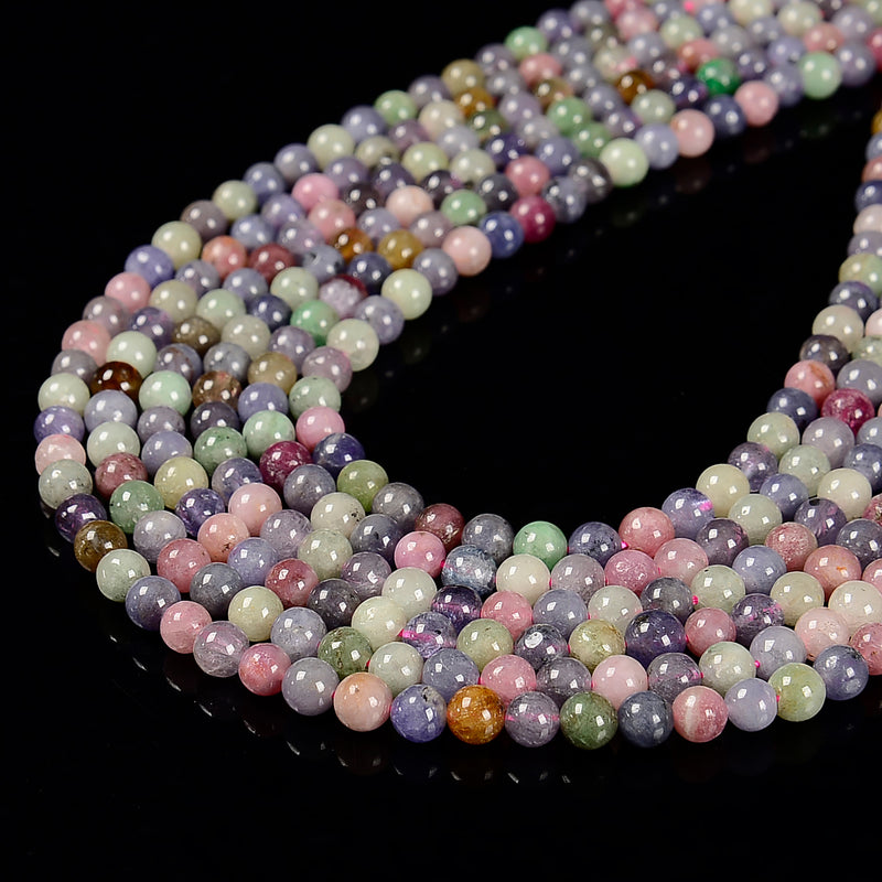 Natural Grade A Mixed Color Tanzanite Smooth Round Beads 4mm 6mm 15.5'' Strand