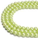 Green Glass Pearl Smooth Round Beads Size 12mm 16mm 15.5" Strand