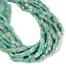 Natural Green Amazonite Faceted Rectangle Beads Size 8x10mm 15.5'' Strand