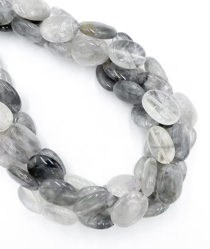 Natural Cloudy Quartz Smooth Puffy Oval Size 13x18mm 15.5" Strand