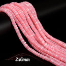 Pink Mother of Pearl MOP Shell Heishi Disc Beads 2x4mm 2x6mm 2x8mm 15.5" Strand