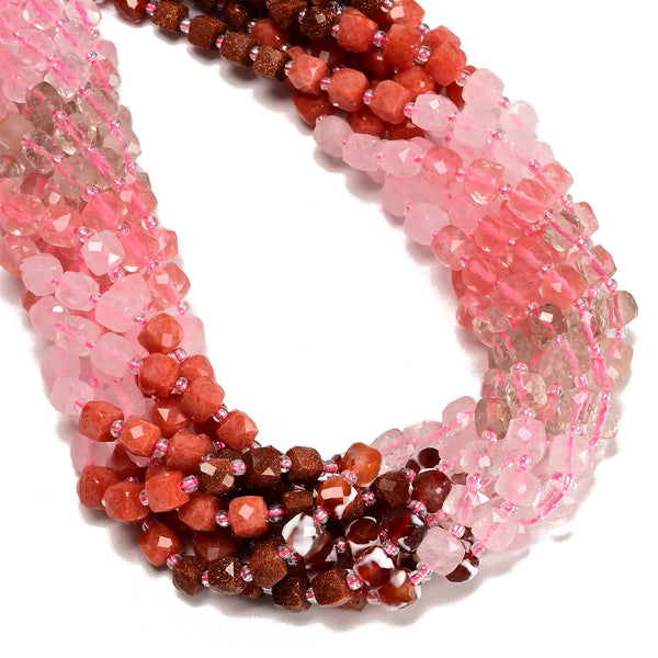 04 Gradient Multi-color Gemstone Faceted Cube Beads Size 6-7mm 15" Strand