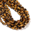 Natural Yellow Tiger Eye Faceted Rice Shape Beads Size 6x8mm 15.5'' Strand