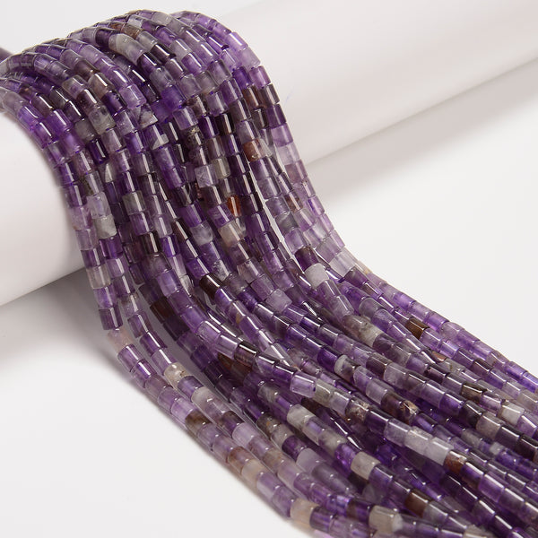 Natural Teeth Chevron Amethyst Cylinder Tube Beads Size 4x4mm 15.5" Strand